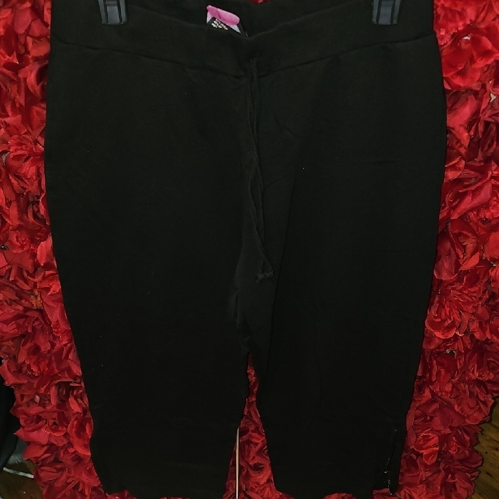 Fame 4 Fifteen Girls Black Wide Leg Capri Joggers With Zipper Detail Size 14/16